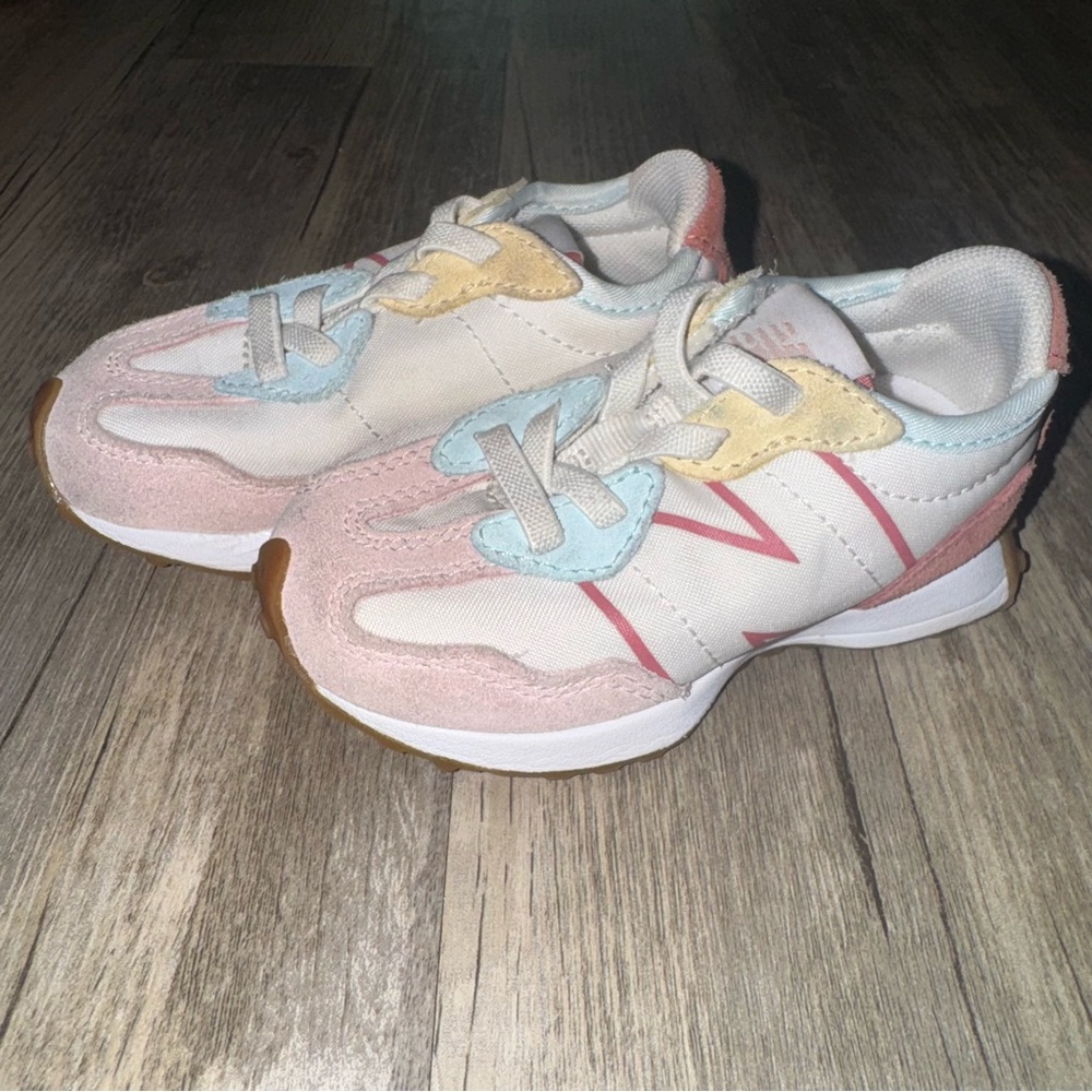 New Balance Pink and White Kids Sneakers - Picture 12 of 13